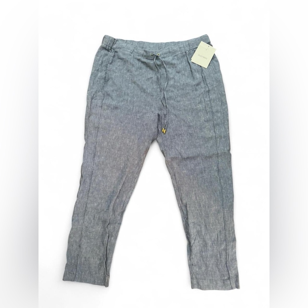 Ellen Tracy linen gray Blue Pants